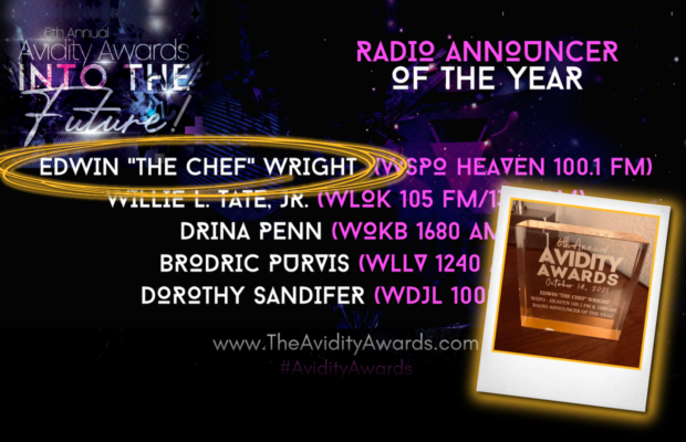 Congratulations to The Chef, Avidity Awards’ Radio Announcer of the Year!